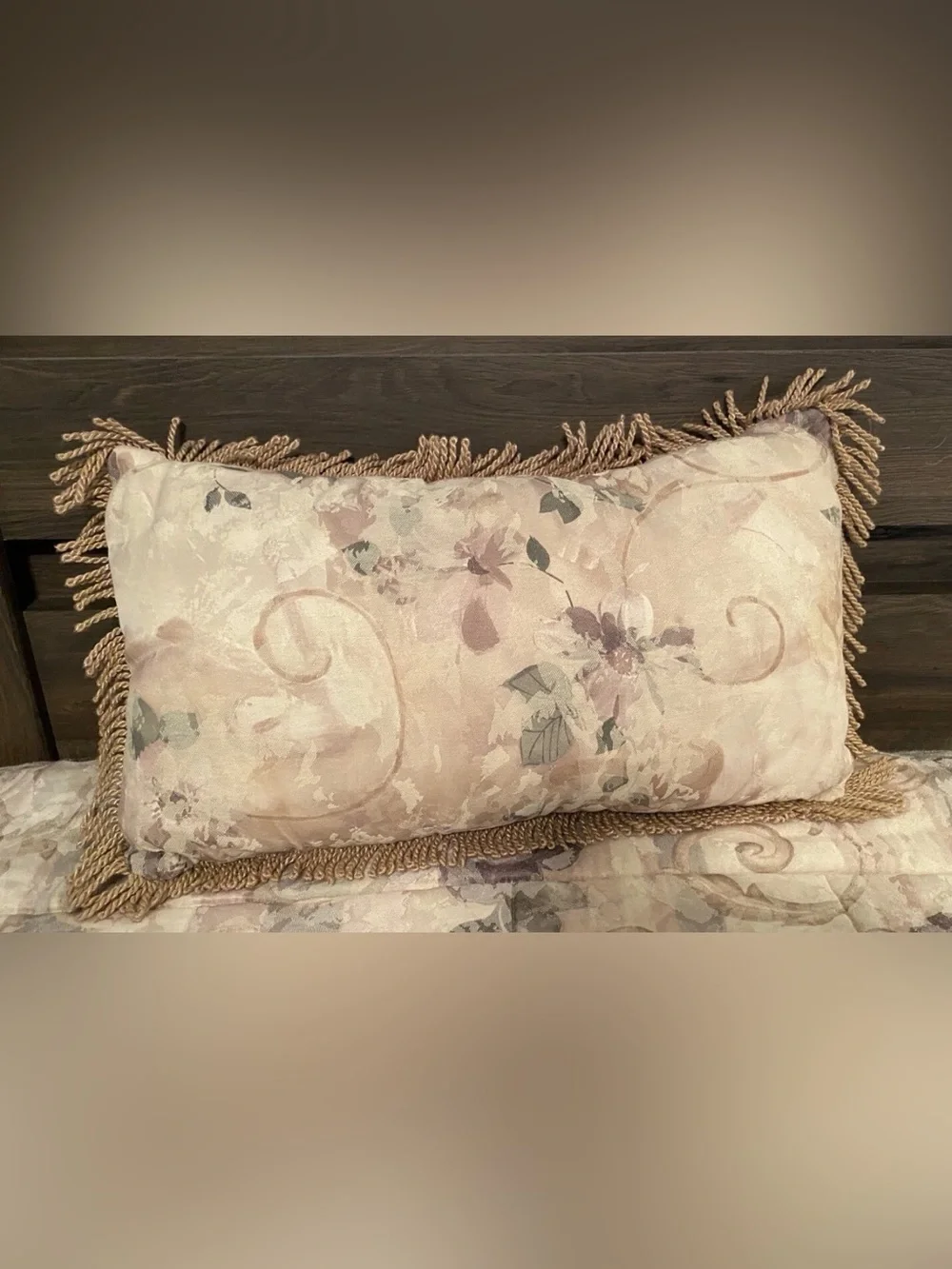 Croscill Discontinued Chambord Cassis 22” Fringe Throw Pillow  Amethyst Floral